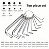 10pc Metric Hex Key Set - Professional Grade Cr-V Steel,