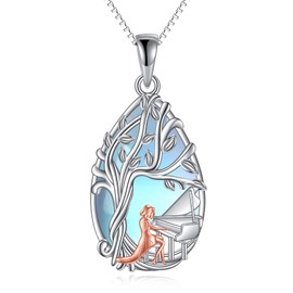 HKPATOP Piano Necklace for Women Sterling Silver Piano Moonstone Necklace Piano Jewelry Gifts for