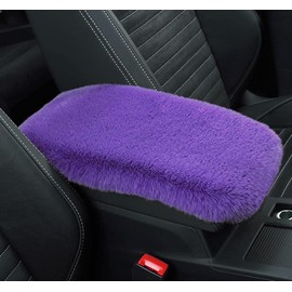 Dotesy 4 Pcs/Set Fluffy Faux Wool Car Steering Wheel Cover & Furry Auto Center Console Cover & Gear Shift Knob Cover & Handbrake Cover Universal Warm Winter (Purple)