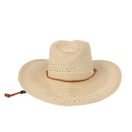 FakeFace Men's Women's Cowboy Hat Western Hat Panama Hat Sun Hat Beach Hat Fashion Hat Sun Protection Cowgirl Cowboy Hat Western Leather Strap for Adults, Beige1, Unit size