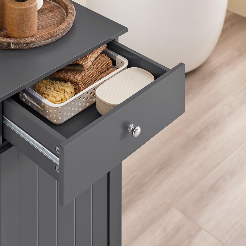 SoBuy Slim Short Laundry Cabinet with Hidden Hamper Bathroom Freestanding