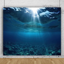 10x10ft Under The Sea Backdrop for Photography Sunlight Through Blue Sea Water Photo Background Ocean Theme Birthday Baby Shower Kids Adults Party Decorations Banner Studio Photo Booth Props