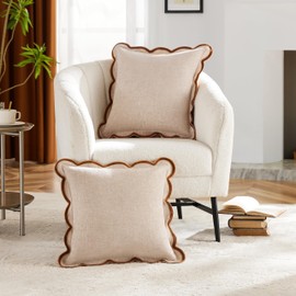 Ohocut Scalloped Pillow Cover Pack of 2 Spring Chenille Decorative Throw Pillow Covers Cute Boho Couch Pillow Covers Aesthetic Funky Preppy Pillow Cases for Sofa Living Room (Blush Pink, 20x20 Inch)