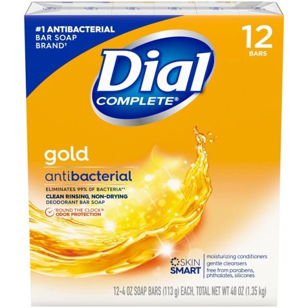 Dial Antibacterial Deodorant Bar Soap, 4 oz, 12 Bars (