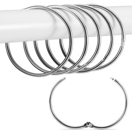 24 Pcs Shower Curtain Rings, OEH Shower Curtain Hooks, Round Snap Chrome Shower Curtain Rings, Decorative Metal Rustproof Shower Curtain Rings, Glide Smoothly Shower Rings for Curtain (Chrome)