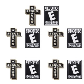 10Pcs Cross Brooch Pin Enamel Cross Letter Brooch Religious Belief Jesus Saves Lapel Pin for Women Christmas Jewelry Bags Clothing Decoration
