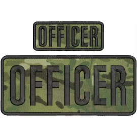 OFFICER  Embroidery Patch 4x10 And 2x5 hook on back multic/black