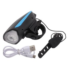 Bike Light with Horn 3 Lighting Modes USB Charging Waterproof White Bike Front Lamp Headlight