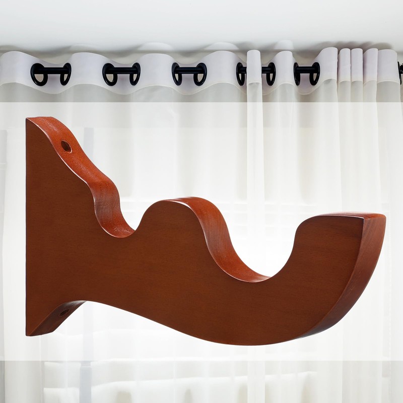 Colingmill 2 Pcs Wooden Curtain Rod Bracket Wood Large Double