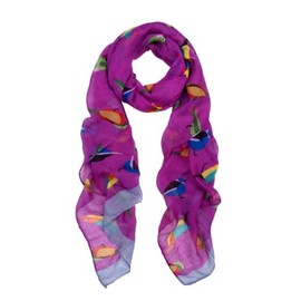 TrendsBlue Elegant Birds Print Fashion Scarf, Purple