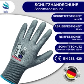kela gj-BURBANK Cut Protection Gloves, Made in Germany, Work Gloves Level B CAT 2 EN 388, Seamless Fine Knit, Gardening, Work Protection, Construction (2 Pairs, 10 - XL)