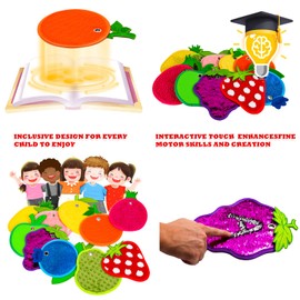 FITLZL Sensory Mats, Fruit Shaped, Assorted Textured Sensory Tiles for Kids and Autistic Children, Sensory Toys for Tactile Play and Multi Sensory Exploration, Sensory Wall and Floor Panels, 10 Piece.