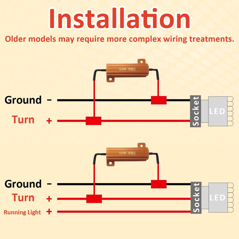 4Pcs 50W 6Ohm Load Resistors, Load Resistors LED Turn Signal,