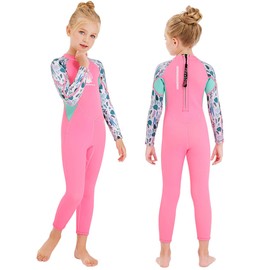 Kids Wetsuit Full Suits Shorty Suits Girls 2.5mm Neoprene Swimsuit UV Protection Keep Warm Long Sleeve Wetsuits for Swimming Diving Scuba L Size