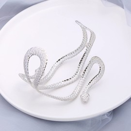 JIgeren Alloy Armband Upper Arm Bracelet Metal Coil Swirl Snake Shape Armband Cuff Fashion Simple Arm Bangle Armlet Adjustable Gold