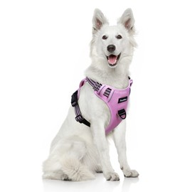 Funfox Dog Harness No Pull Pet Harness, Adjustable Dog Vest for Easy Walking, Breathable Oxford Material, Reflective Strips with Metal Front Clip for Control Extra Large Breed Pink