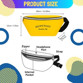2-Pack Waist Bag with Earphone Hole – Yellow & Black Fanny Pack Set for Men & Women – Adjustable Strap Crossbody Belt Bag for Travel, Sport, Running, Hiking, Daily Hands-Free Carry (Yellow & Black)