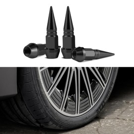QZTYTY 4PCS 45mm Spiked Aluminum Stem Valve Caps, Tire Valve Caps, Dustproof Tire Wheel Stem Caps, Universal Tire Air Cap Car Accessories Compatible with Cars, SUVs,Trucks Bicycles (Black, 45mm)