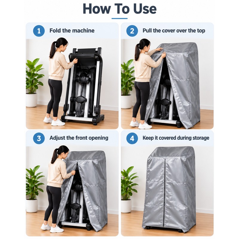 Waterproof Treadmill Cover with Secure Strap, Dustproof Polyester Running Machine