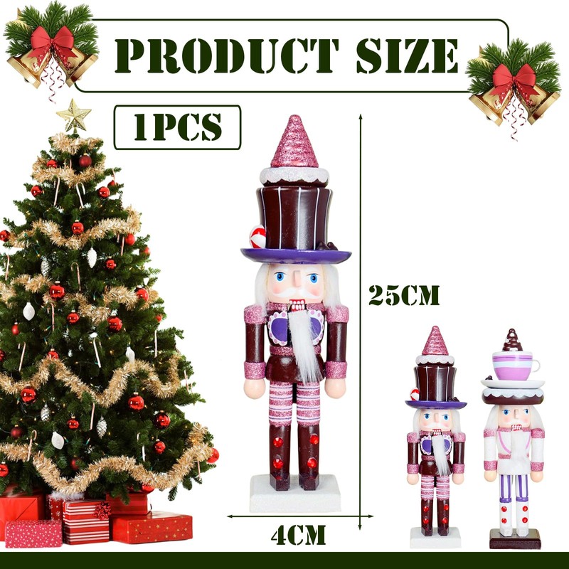 25cm Wooden Purple Nutcracker Soldier Christmas Nutcracker Figures Ornaments,Nutcracker Christmas