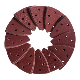 SATC Multi Tool Triangle Sanding Pads 120 PCS 93mm Detail Mouse Sander Pads Durable Dust-Free 6-Holes Electric Sander Sandpaper Hook and Loop 40/60/80/120/180/240 Grits