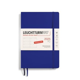 LEUCHTTURM1917 370570 Weekly Planner 2025, Medium A5 Softcover, 12-Month Planner, 80 g, Lined - Ink