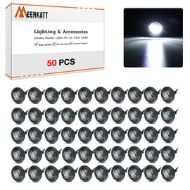 Meerkatt 3/4 Inch Round Smoked Lens White 3 LED Button Mini Side Marker Indicator Lights Clearance Lamp for Truck Trailer Boat 12V DC w/Grommets, 50 Pcs.
