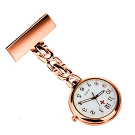 WONOLO Nurse Lapel Pin Fob Watch Nursing Hanging Medical Doctor Pendant Pocket Watch (Rose Gold)