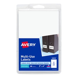 Avery Self-Adhesive Removable Labels, 3 x 4 Inches, White, 18 Packs (5453)
