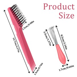 2 Pieces Hair Brush Cleaning Tool Comb Cleaning Brush Remove Hair Brush Cleaner Rake Mini Hair Brush Remover for Removing Hair Dust Home and Salon Use, Pink