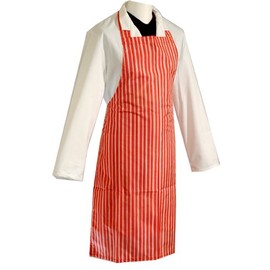 Butchers Waterproof Long Bib Striped Apron ( Red and White Stripes)