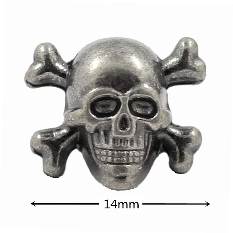 Bezelry 12 Pieces Skull with Cross Bones Gray Silver Color