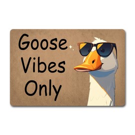 Funny Welcome Doormat Hilarious Unique Goose Vibes Only (23.7 in X 15.6 in) House Warming Gift Doormat With Anti-Slip Rubber Back Door Mats For The Entrance Way Indoor Front Porch Patio Decor Mat