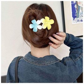 Xduargs Boho Flower Hair Clip Barrettes Vintage Flower Hair Claw Clips Non Slip Hair Clamps Grab French Flower Floral Hairclips Pins Flower Hawaiian Flower Decorative Hair Decorative(Yellow)