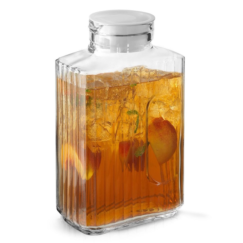 68oz Glass Pitcher with Lid (2 Lids), Rectangle Beverage Serveware
