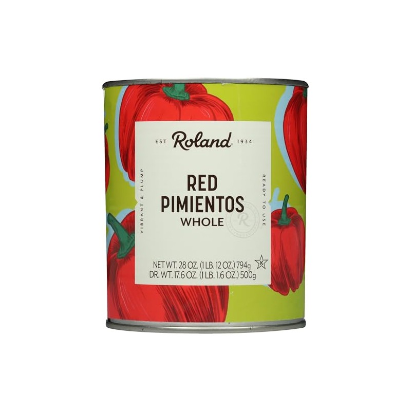 Roland Foods Whole Red Pimiento Peppers, 28 Ounce Can, Pack