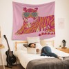 HUGANE Trendy Preppy Orange Tiger Tapestry, Coquette Pink Tapestry Wall