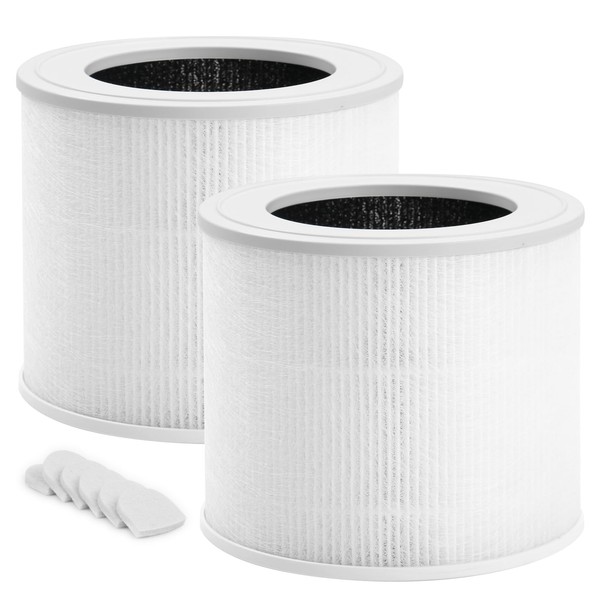 SAKEGDY - Mini filtro de repuesto compatible con Levoit Core Mini purificador de aire purificador, parte # Core Mini-RF, 2 filtros + 6 almohadillas para orejas de esponja de aroma.