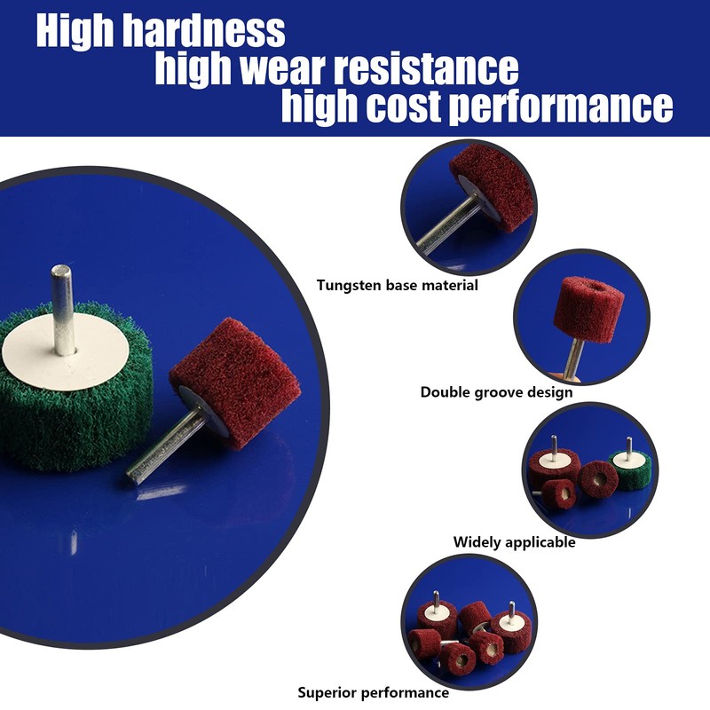 Glarks 10 Pack Non Woven Abrasive Wheel Drill Buffing Attachment