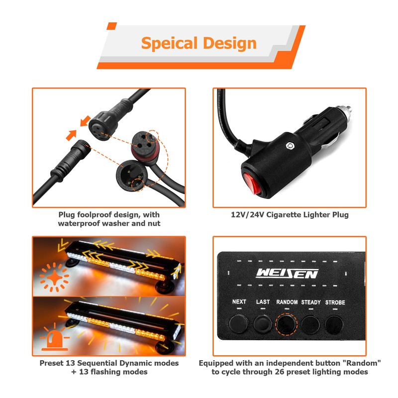 WeiSen LED Strobe Light Bar, 27" 54 Double Side Warning