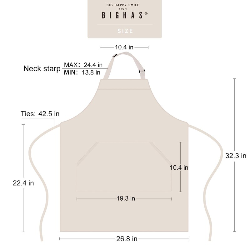 BIGHAS Adjustable Bib Apron with Long Ties for Women Men