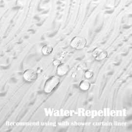 GBYcLyw White Shower Curtain Set Short Length 65'' for Walk/Step in Tub with 12 Hooks Modern 3D Waffle Texture Fabric Waterproof Shower Curtain Machine Washable 72x65 Inches