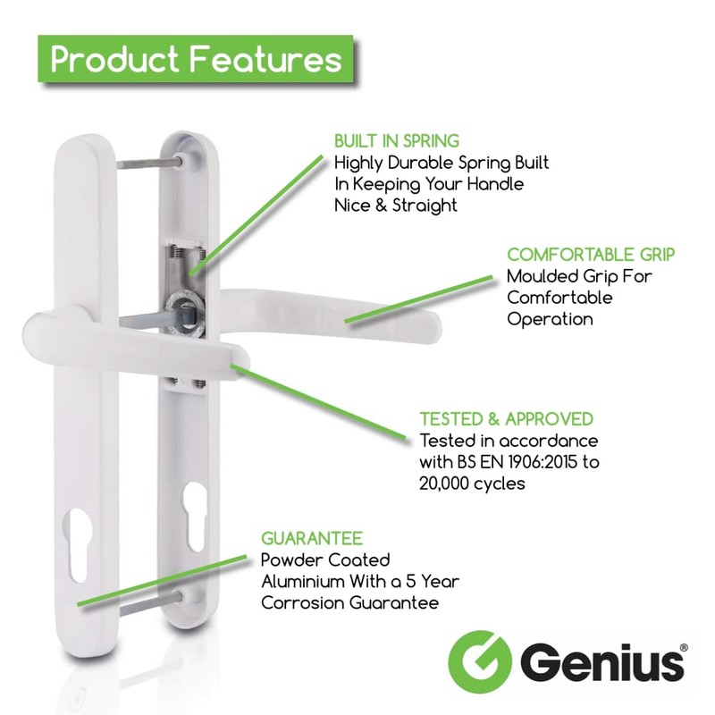 Genius® Upvc Door Handle Set White Sprung Lever/Lever - 92mm