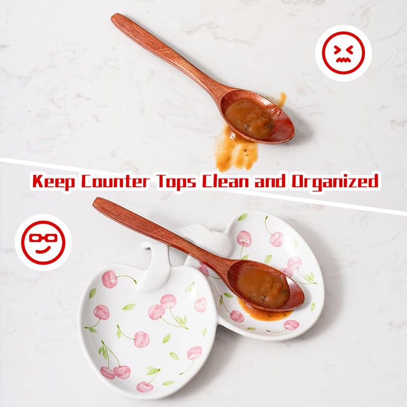 TEATALK Spoon Rest for Stove Top: Ceramic Spoon Holder, Cooking