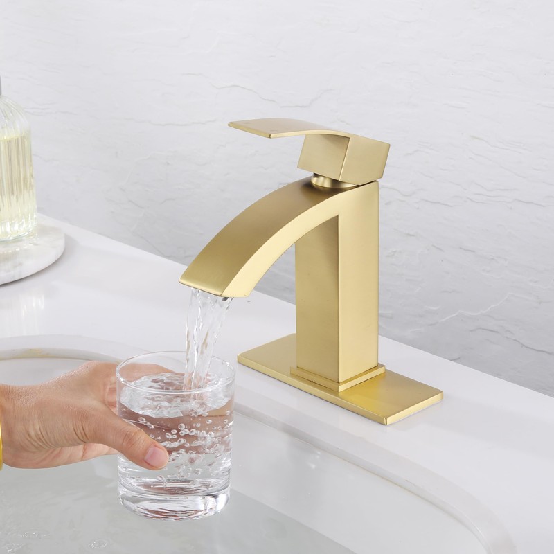 Jodulos Gold Bathroom Faucet, Waterfall Bathroom Sink Faucet with cUPC
