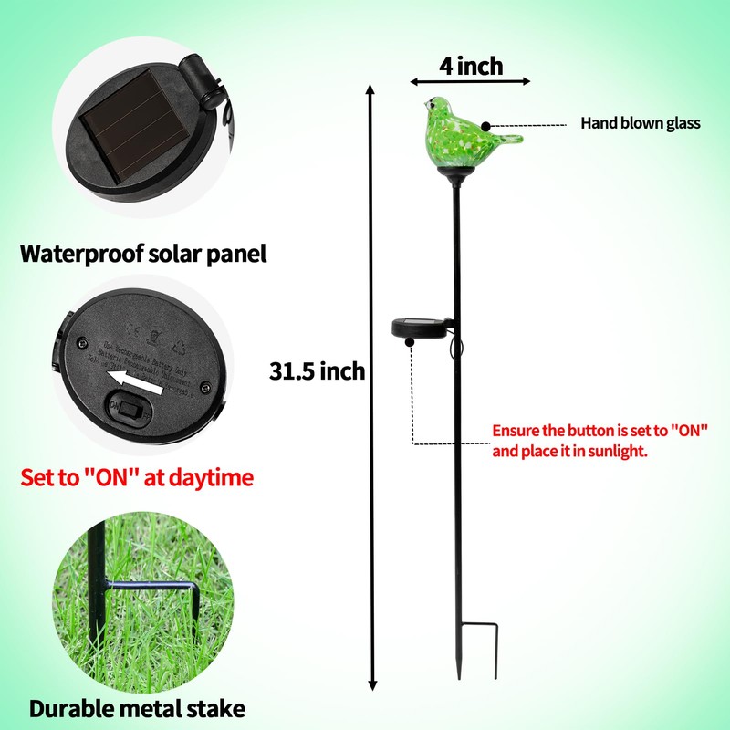 2 Pack Solar Powered Garden Stake Lights Outdoor, Cute Animal