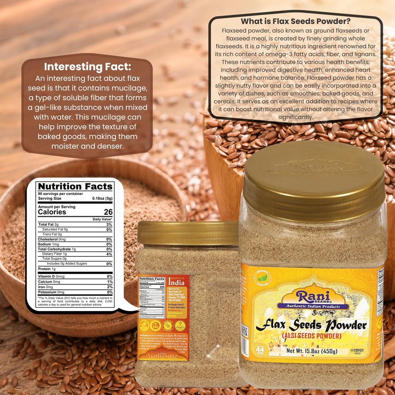 Rani Flax Seeds Powder (Alsi, Linum usitatissimum) 15.8oz (450g) PET