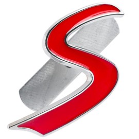 3D Metal S Front Grille Badge Emblem Chrome Silver Decal for Mini Cooper R50 R52 R53 R56 R57 R58 R59 R60 R61 F54 F55 F56 F57 F60 Countryman Clubman Hatchback