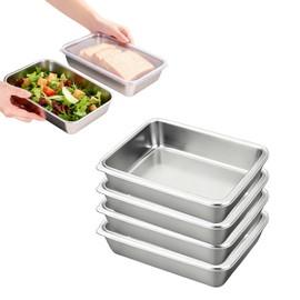 4 Pcs Stainless Steel Containers With Lids Set, Stainless Steel Food Containers With Lids, Durable Household Meal Prep Container For Meal Prep, Fridge Storage And Kitchen Organization