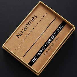 Ldurian Morse Code Bracelet, Unique Gifts for Friends, Beaded Cord Bracelet, Christmas Thanksgiving Gift, Inspirational Message Jewelry for Women, Present for Her, No Worries Jewel